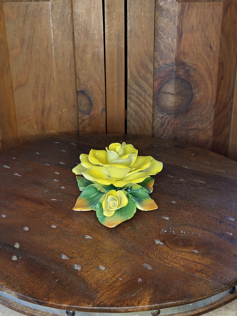 Yellow Porcelain Rose Figurine - Picture 3 of 15